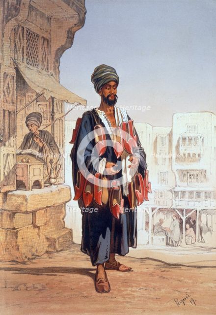 The slipper seller, 1862. Creator: Amadeo Preziosi.
