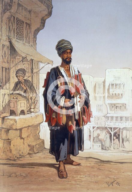 The slipper seller, 1862. Artist: Amadeo Preziosi