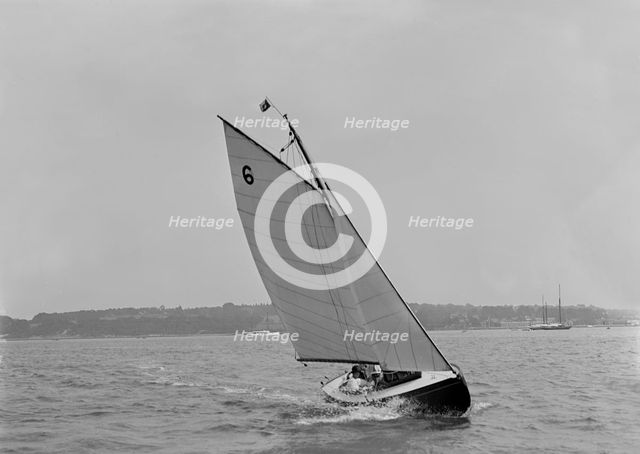 The sloop 'Genista' under sail on the River Hamble, 1920. Creator: Kirk & Sons of Cowes.