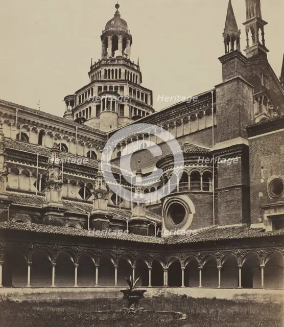 The Small Cloister of the Monastery at Pavia, c. 1860s. Creator: Maurizio Lotze (Italian, 1809-1890), attributed to.