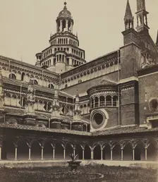 The Small Cloister of the Monastery at Pavia, c. 1860s. Creator: Maurizio Lotze (Italian, 1809-1890), attributed to