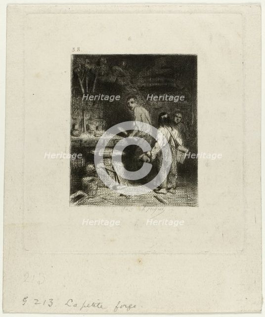 The Small Forge, 1843. Creator: Charles Emile Jacque.