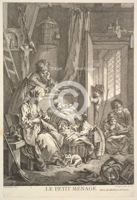 The Small Household, mid to late 18th century. Creator: Jacques Gabriel Huquier.