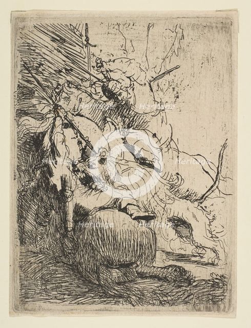 The Small Lion Hunt (with One Lion), ca. 1629. Creator: Rembrandt Harmensz van Rijn.