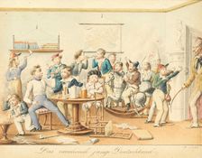 The smoking young Germany, 1843. Creator: Schoeller, Johann Christian (1782-1851)