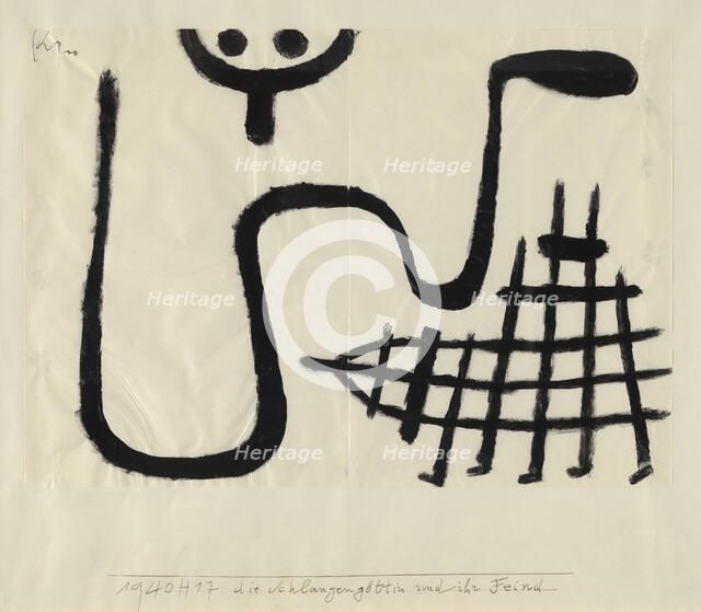 The Snake Goddess and her Foe, 1940. Creator: Klee, Paul (1879-1940).