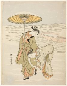 The Snow-Clogged Geta, c. 1767/68. Creator: Suzuki Harunobu