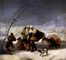 The snowfall or winter 1786, oil painting by Francisco de Goya