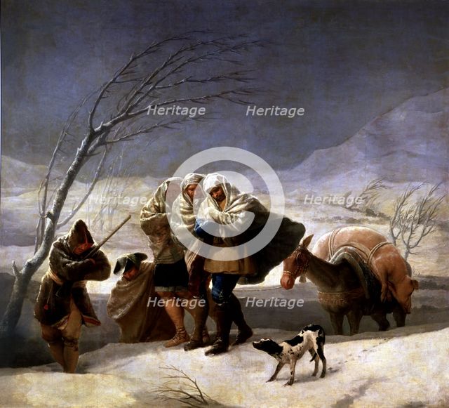  'The snowfall or winter', 1786, oil painting by Francisco de Goya.