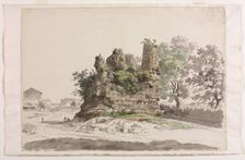 The So-Called Sepulcher of the Curiatii Brothers at Albano, with the Church of the Madonna..., c 177 Creator: Carlo Labruzzi (Italian, 1748-1817)