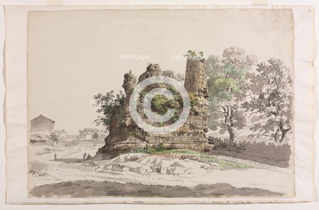 The So-Called Sepulcher of the Curiatii Brothers at Albano, with the Church of the Madonna..., c 177 Creator: Carlo Labruzzi (Italian, 1748-1817).