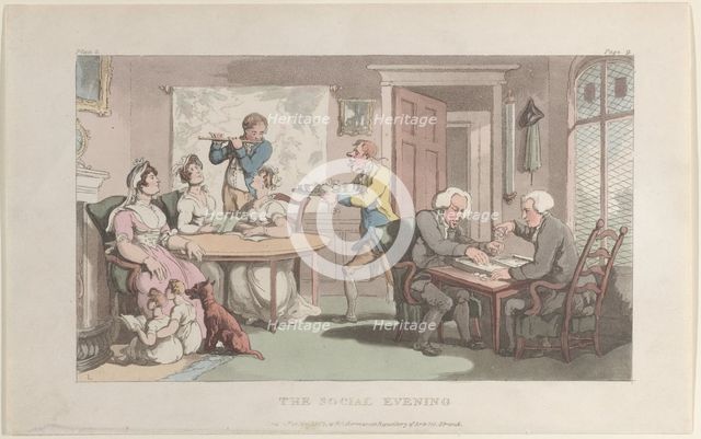 The Social Evening, from "The Vicar of Wakefield", May 1, 1817., May 1, 1817. Creator: Thomas Rowlandson.