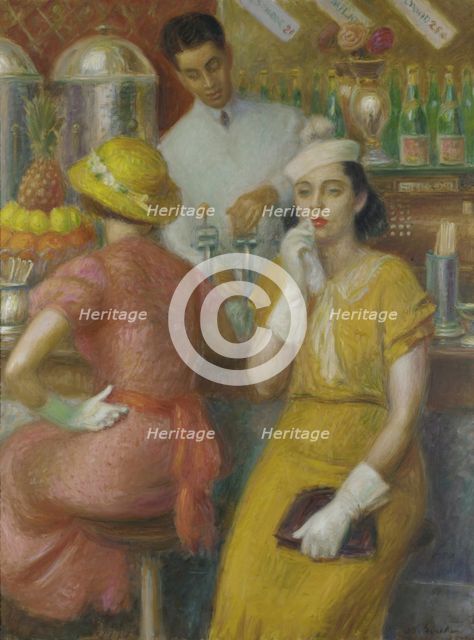 The Soda Fountain, 1935. Artist: Glackens, William James (1870-1938)