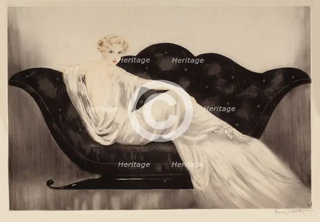 The Sofa, 1937. Creator: Icart, Louis Justin Laurent (1888-1950).