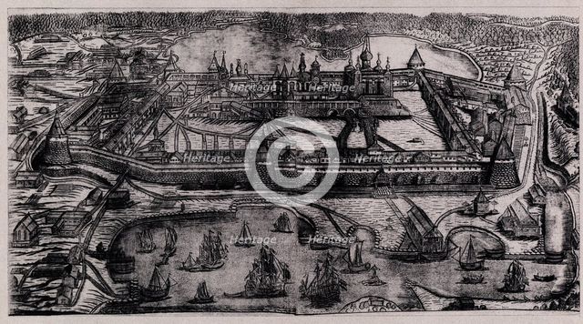The Solovetsky Transfiguration Monastery on the Solovetsky Islands, 1744. Artist: Zubov, Alexei Fyodorovich (1682-after 1750)