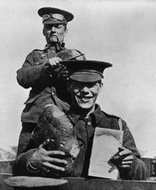 The Soldier and his Rations: A photograph taken at one of the British camps in France 1914