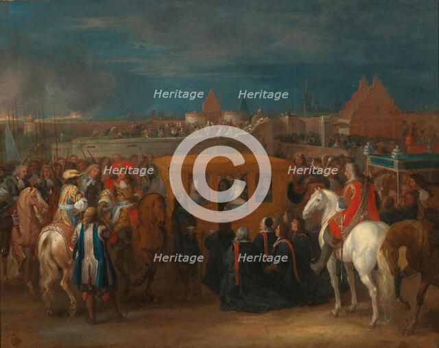 The solemn entry of Louis XIV, King of France and Queen Maria Theresa into Douai, c1667. Creator: Meulen, Adam Frans, van der (1632-1690).