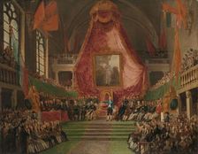 The Solemn Inauguration of University of Ghent by the Prince of Orange in the Throne Room of the Tow Creator: Mathieu Van Brée