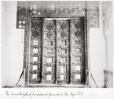 The Somnoth Gate of Sandalwood, Preserved in the Agra, Late 1860s. Creator: Samuel Bourne