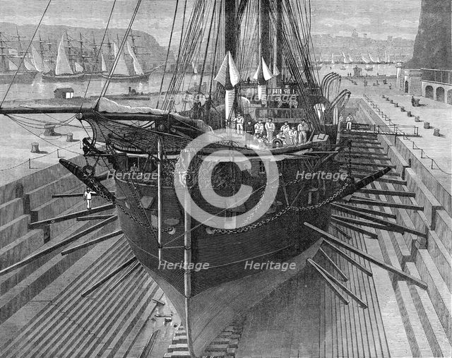 The Somerset naval dry dock at Malta, 1871. Creator: William Hollidge.