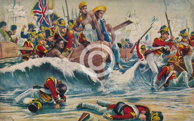 'The Somerset Light Infantry. The Desperate Landing at Aboukir Bay', 1801, (1939). Artist: Unknown.