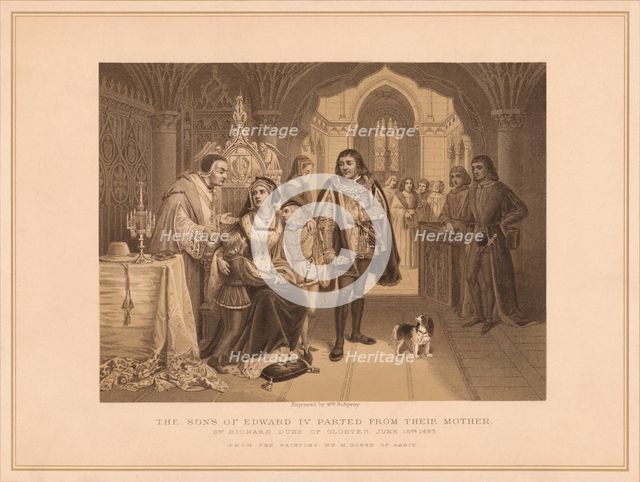 'The Son's of Edward IV Parted from their Mother, by Richard Duke of Gloucester, June 16th 1483', ( Artist: W Ridgway.