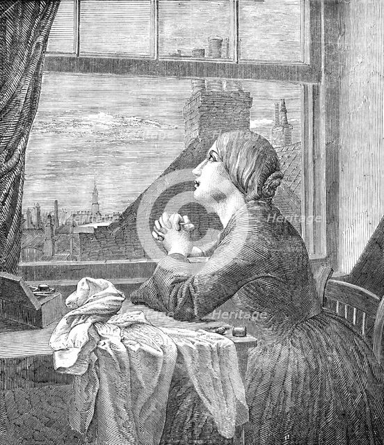 "The Song of the Shirt" - painted by A.E. Blunden - from the Exhibition of the Society of..., 1854. Creator: Unknown.
