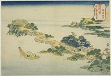 The Sound of the Lake at Rinkai (Rinkai kosei), from the series "Eight Views of the..., c. 1832. Creator: Hokusai