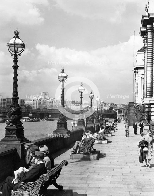 The South Bank and the River Thames, London, 1950s. Creator: Arthur Charles Kirby Ware.