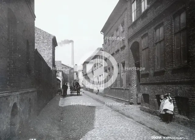 The South Church Alley with dwelling houses and a factory, Landskrona, Sweden, 1900.  Creator: Borg Mesch.