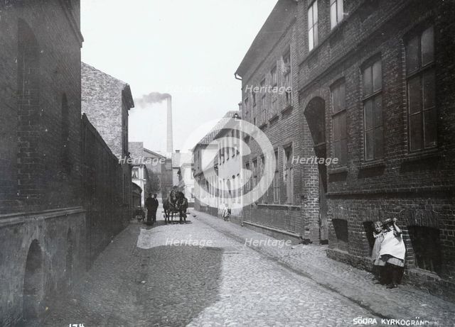 The South Church Alley with dwelling houses and a factory, Landskrona, Sweden, 1900.  Creator: Borg Mesch.