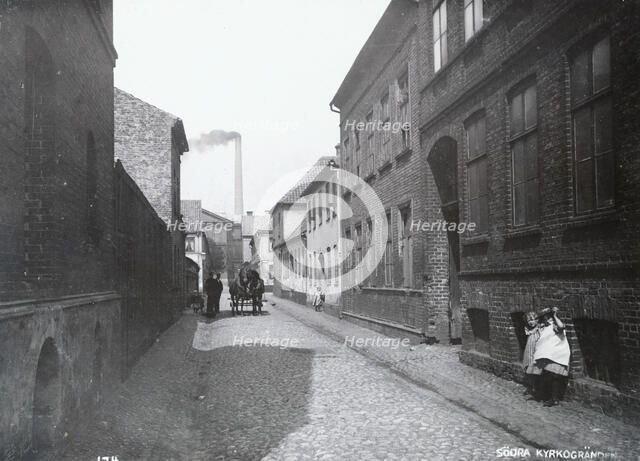 The South Church Alley with dwelling houses and a factory, Landskrona, Sweden, 1900.  Artist: Borg Mesch