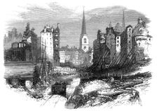 The South-Eastern Railway works on Dowgate-Hill, 1864. Creator: Mason Jackson