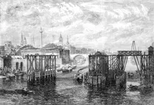 The South-Eastern Railway Company's Works on the River: view from Southwark Bridge..., 1864. Creator: Mason Jackson