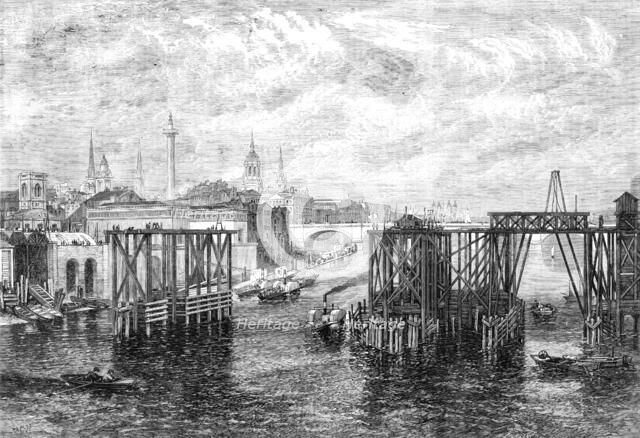 The South-Eastern Railway Company's Works on the River: view from Southwark Bridge..., 1864. Creator: Mason Jackson.