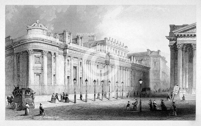 The south front of the Bank of England, City of London, c1830. Artist: Thomas Hosmer Shepherd