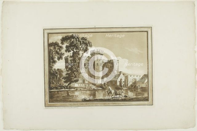 The South Gate of Cardiff Castle in Glamorgan Shire, from Twelve Views in Aquatint from..., 1773-75. Creator: Paul Sandby.