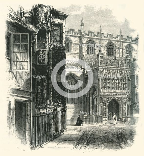 'The South Porch, Gloucester Cathedral', c1870.