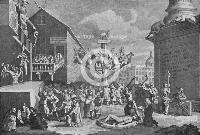 'The South Sea Bubble, from a print by William Hogarth', 1721, (1904). Artist: William Hogarth.