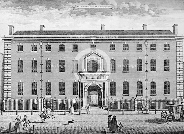 'The South Sea House in 1754', mid 18th century, (1928). Artist: Unknown.