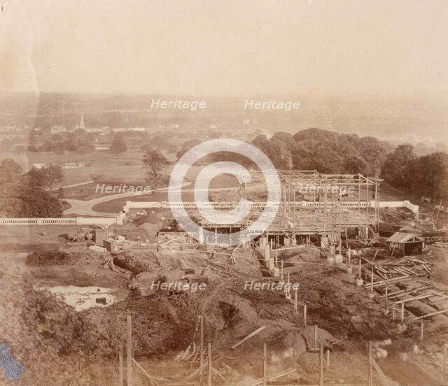 'The South Wing - seen from the Palace', Crystal Palace, Sydenham, 1852-1854. Creator: Philip Henry Delamotte.