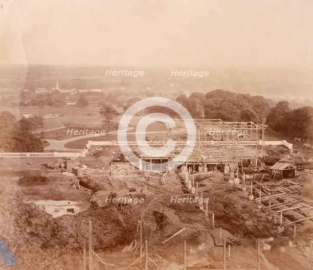 'The South Wing - seen from the Palace', Crystal Palace, Sydenham, 1852-1854. Creator: Philip Henry Delamotte.