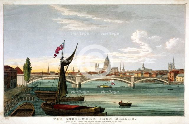 'The Southwark Iron Bridge', London, 1822. Artist: Anon