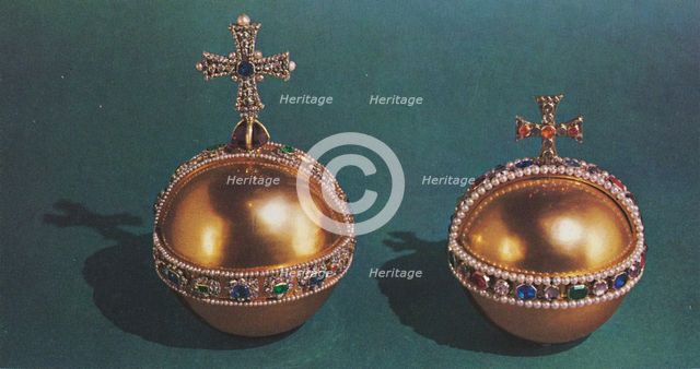 'The Sovereign's Orb and Queen Mary II's Orb', 1953. Artist: Unknown.