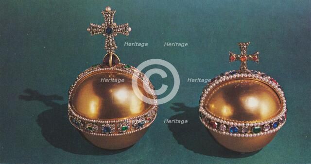 'The Sovereign's Orb and Queen Mary II's Orb', 1953. Artist: Unknown.