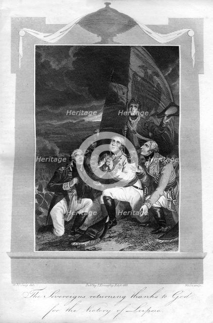 'The sovereigns returning thanks to God for the victory of Leipzig', 1816.Artist: T Wallis