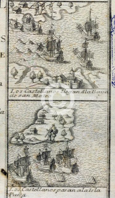  'The Spaniards arrive in the bay of Saint Matthew' and 'The Spaniards go to the Puna island'. Co…