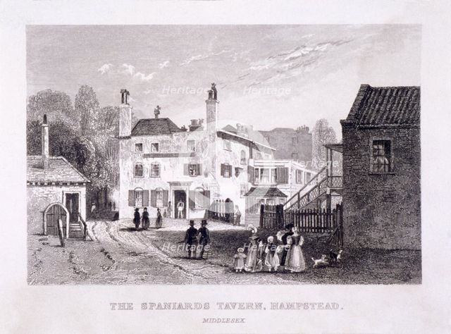 The Spaniards Inn, Hampstead Heath, Hampstead, London, c1840. Artist: Anon