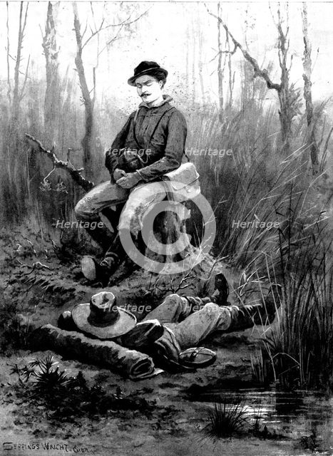 The Spanish-American War: our special artist in Cuba - a halt in the Cuban Wilderness, 1898. Creator: Unknown.