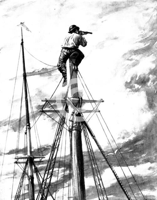 The Spanish-American War: on the look-out for Spanish cruisers off the American coast, 1898. Creator: Unknown.